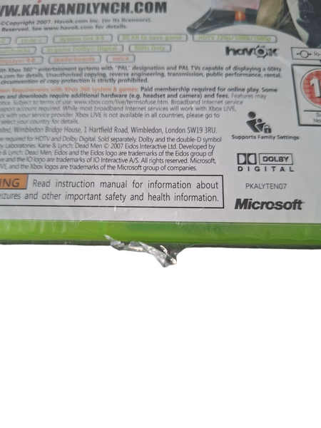 KANE & LYNCH DEAD MAN XBOX 360 NEW & SEALED