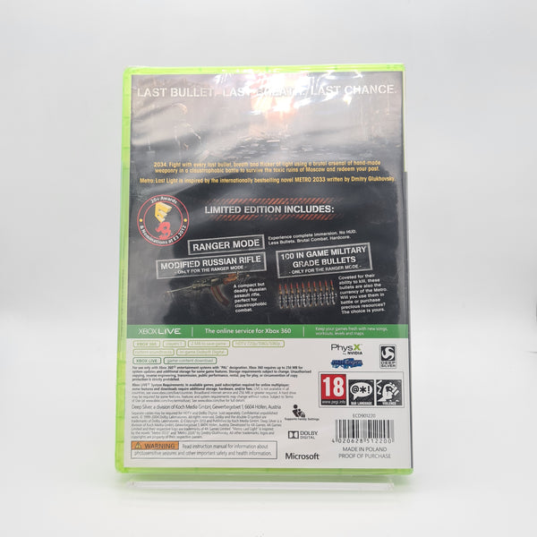 METRO LAST LIGHT LIMITED EDITION XBOX 360 NEW & SEALED