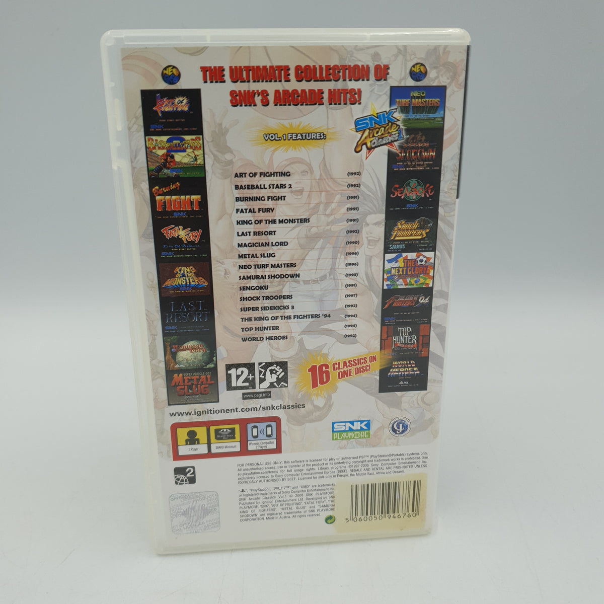 SNK ARCADE CLASSICS VOL.1 PSP CRAZY THUMBS