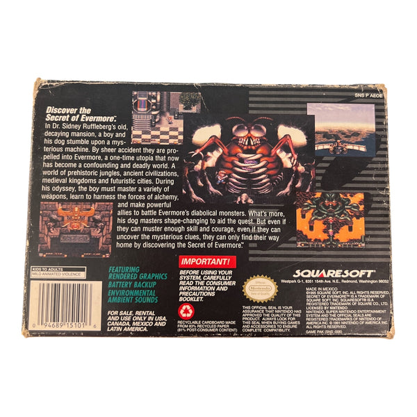 SECRET OF EVERMORE NTSC US SNES