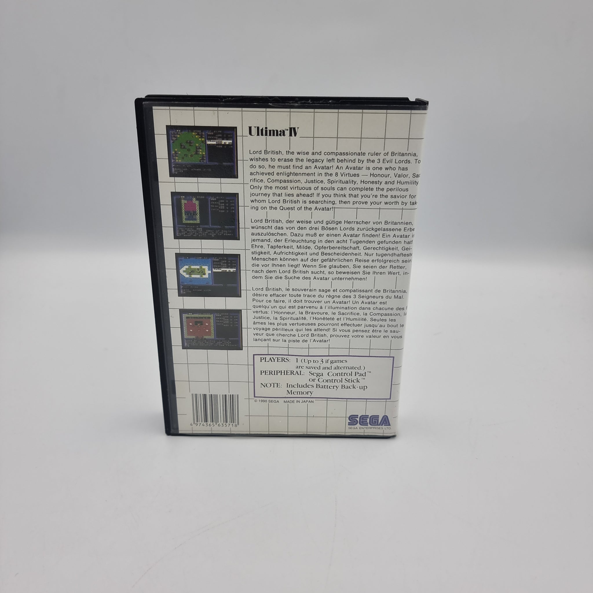 Ultima IV Sur Sega Master System, Complet Avec Catalogue, Très Bon état
